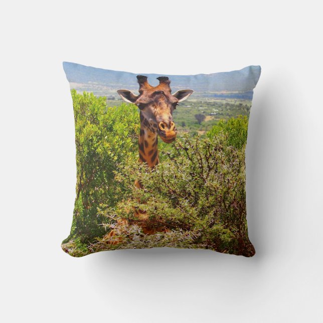 Adorable Giraffe Poking His Head Above The Trees Cushion (Front)