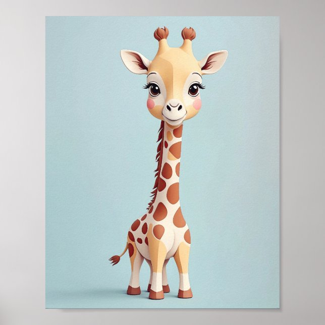 Adorable Giraffe - Safari Animal Nursery Wall Art  (Front)