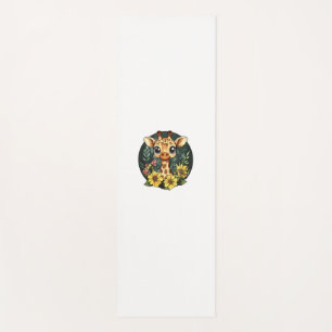 Adorable Giraffe Surrounded By Colourful Blooms  Yoga Mat