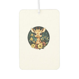 Adorable Giraffe Surrounded By Flowers  _4 Car Air Freshener