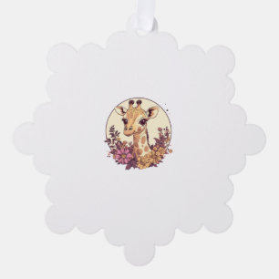 Adorable Giraffe Surrounded By Flowers _5 Tree Decoration Card