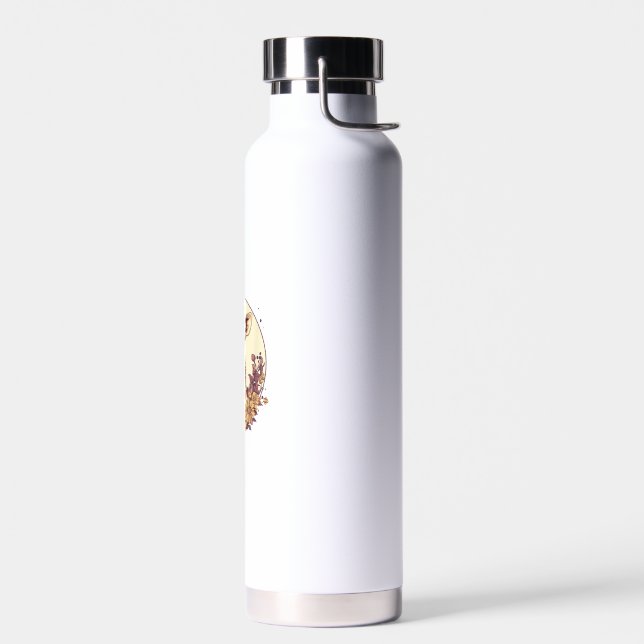 Adorable Giraffe Surrounded By Flowers _7 Water Bottle (Left)