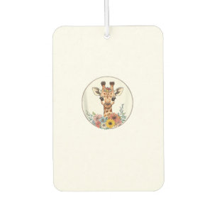 Adorable Giraffe With Flowers  Car Air Freshener
