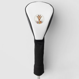 Adorable Giraffe With Flowers Golf Head Cover