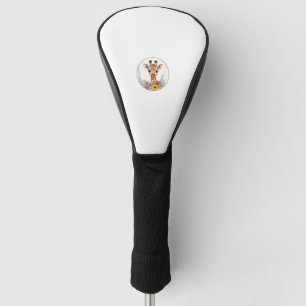 Adorable Giraffe With Flowers Golf Head Cover