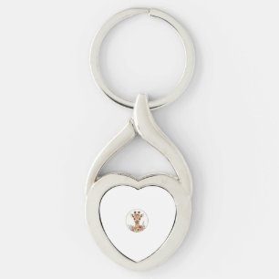 Adorable Giraffe With Flowers Key Ring