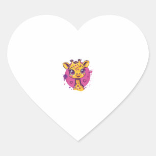 Adorable Giraffe With Hearts Cartoon Love  Heart Sticker
