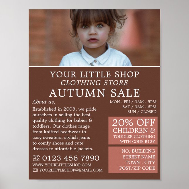 Adorable Girl, Children's Clothing Store Advert Poster (Front)