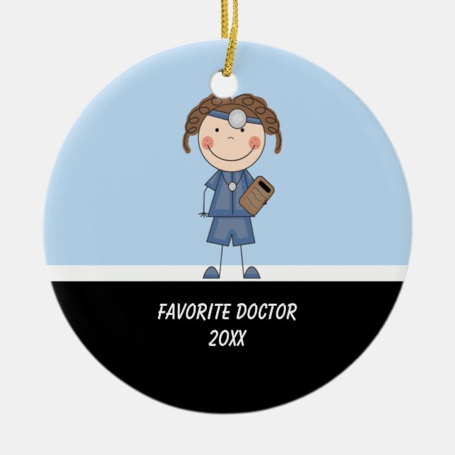 Adorable Girl Doctor Ornament (Front)