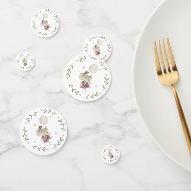 Adorable Girl Elephant Botanical Floral Boho Baby  Confetti (Group)