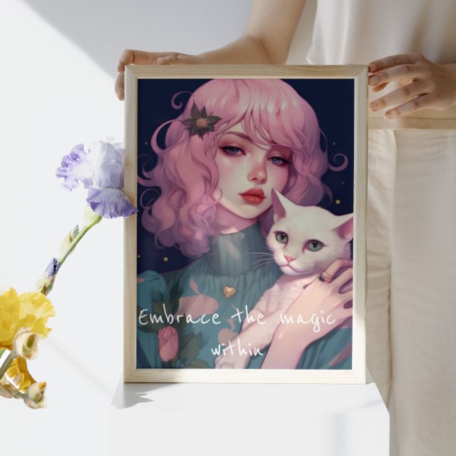 Adorable Girl Embracing her Beloved Cat Photo Print (Creator Uploaded)
