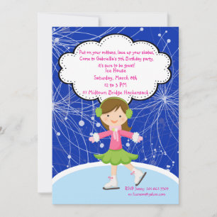 Adorable Girl Ice Skating Birthday Invitation