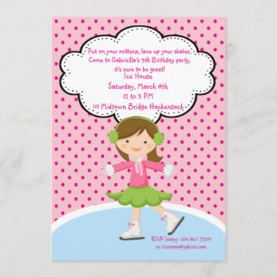 Adorable Girl Ice Skating Birthday Invitation
