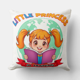 Adorable Girl Reading a Book Cushion