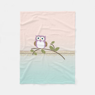 Adorable Girly Cute Owl Fleece Blanket