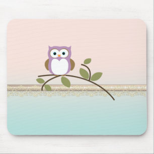Adorable Girly Cute Owl Mouse Mat