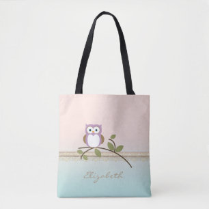 Adorable Girly Cute Owl,Personalised Tote Bag