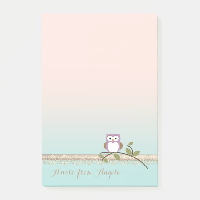 Adorable Girly Cute Owl Post-it Notes (Front)