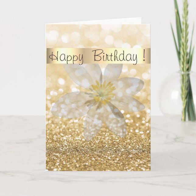 Adorable Girly,Daisy ,Glittery,Bokeh ,Personalised Card (Front)