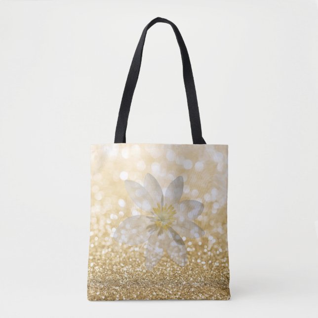 Adorable Girly,Daisy ,Glittery,Bokeh Tote Bag (Front)