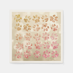 Adorable Glitter Dog Paw Prints,Bokeh Napkin