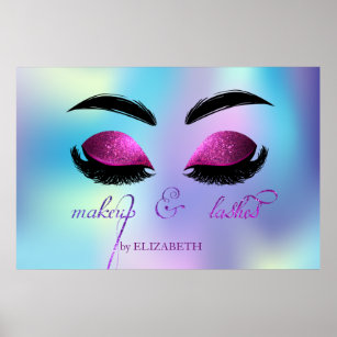 Adorable Glittery Faux Lashes,Holographic Poster