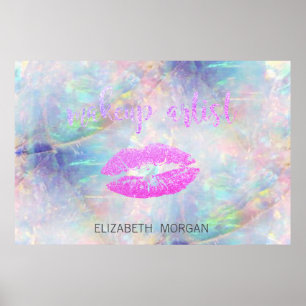 Adorable Glittery  Lips,Kiss,Makeup artist Opal Poster