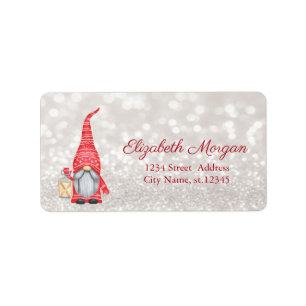 Adorable Gnome Glittery Bokeh  Label