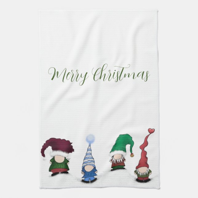 Adorable Gnome Posse Tea Towel (Vertical)