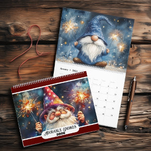 Adorable Gnomes 2026 Medium Two Page Calendar