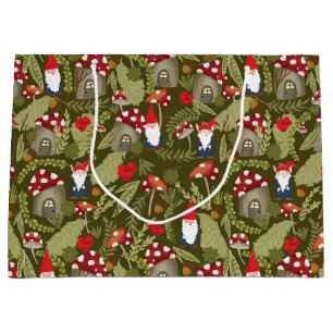 Adorable Gnomes and Mushrooms Large Gift Bag