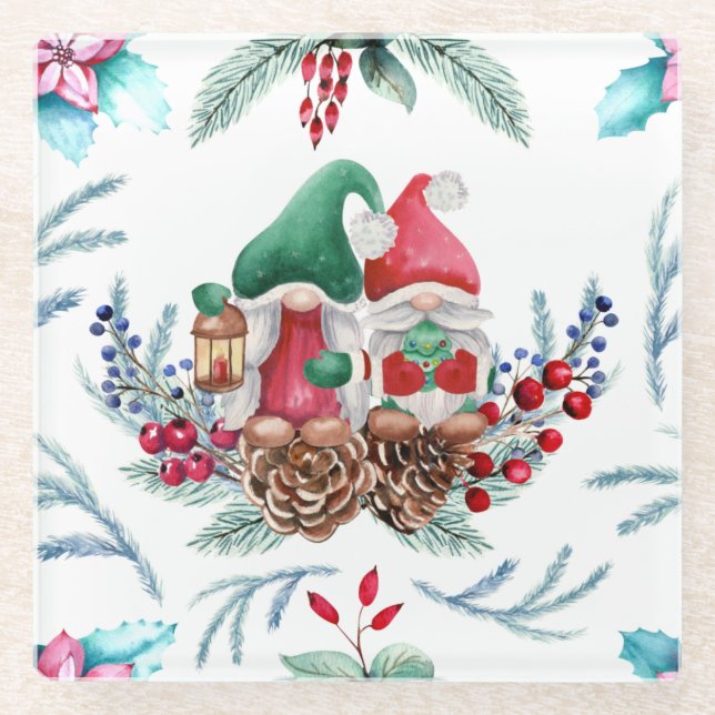 Adorable Gnomes  Glass Coaster (Front)