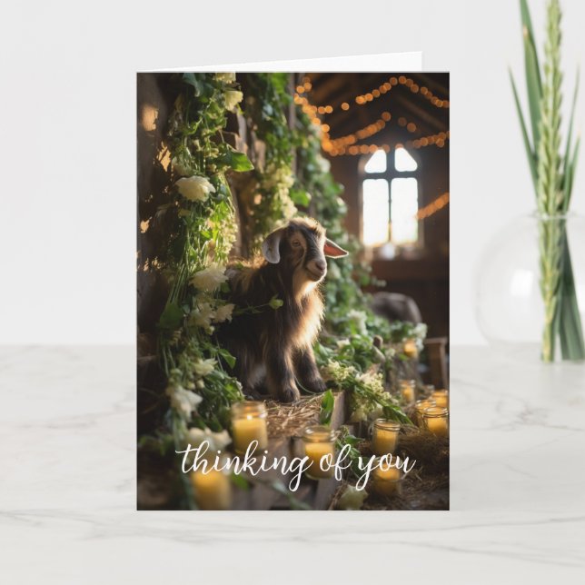 Adorable Goat  in the Autumn Garden  Thank You Card (Front)