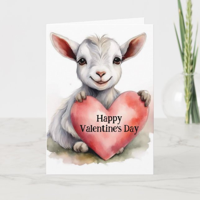 Adorable Goat Valentine's Day Card (Front)