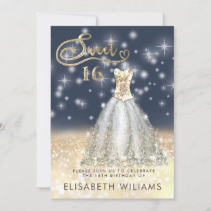 Adorable gold dress charming  glittery ombre invit invitation