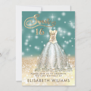 Adorable gold dress charming glittery ombre invit invitation
