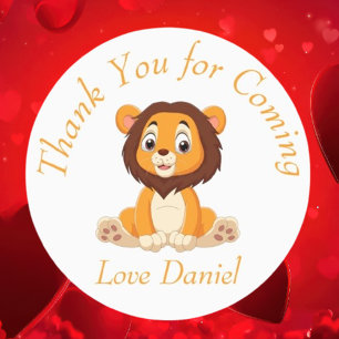  adorable golden lion birthday thank you sticker