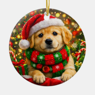 Adorable Golden Retriever Puppy Christmas Ornament