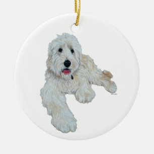 Adorable Goldendoodle Ceramic Tree Decoration