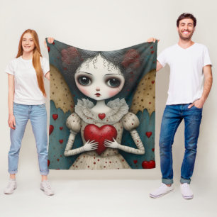 Adorable Gothic Valentine Doll Fleece Blanket