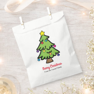 Adorable Green Christmas Tree Ornament Illstration Favour Bags