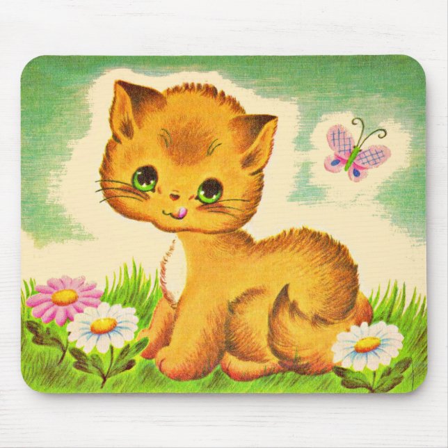 adorable green-eyed kitten mouse mat (Front)