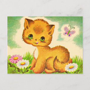 adorable green-eyed kitten postcard