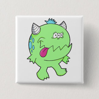 adorable green tongue chomper monster 15 cm square badge