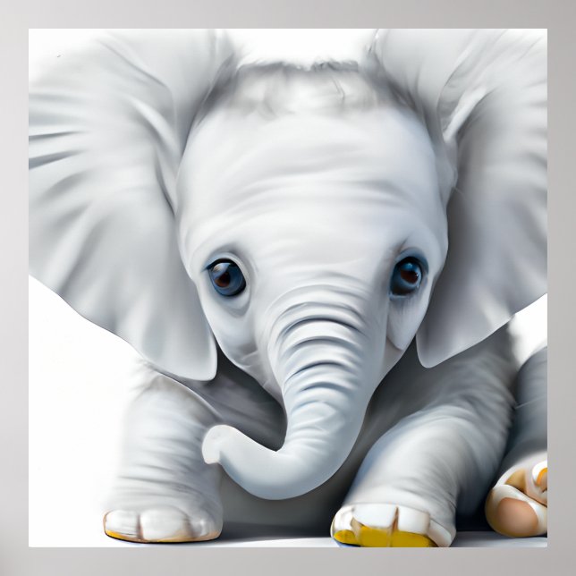 Adorable Grey Baby Elephant  Poster (Front)
