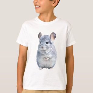 Adorable Grey Chinchilla Illustration Kids T-Shirt