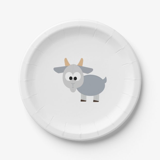 Adorable grey goat paper plate (Front)