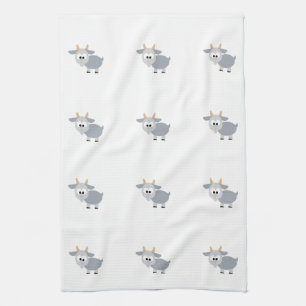 Adorable grey goat tea towel