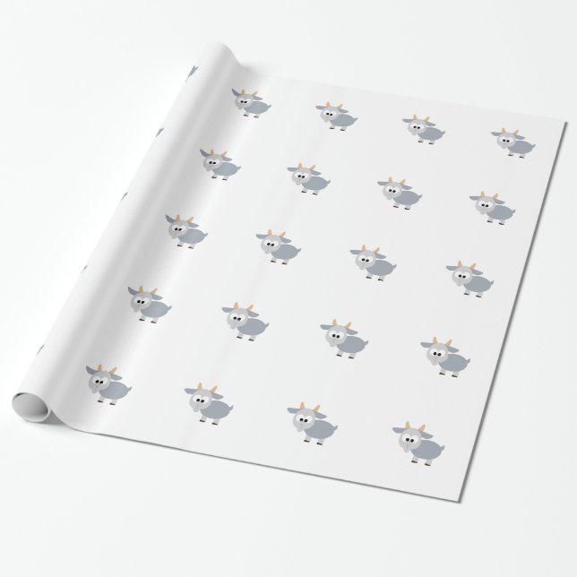 Adorable grey goat wrapping paper (Unrolled)