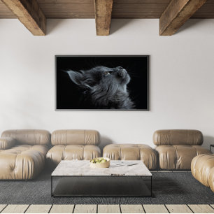 Adorable Grey Kitten with Green Eyes Poster